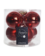 Kerstballen glas 8 cm, koker à 6, kerstrood