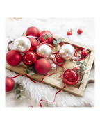 Kerstballen glas 8 cm, koker à 6, kerstrood