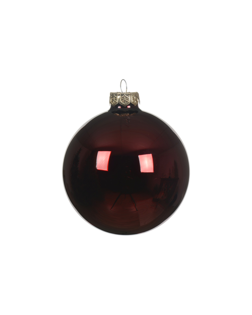 Kerstbal glas 8 cm, ossenbloed, glans
