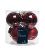 Kerstballen glas 8 cm, koker à 6, ossenbloed