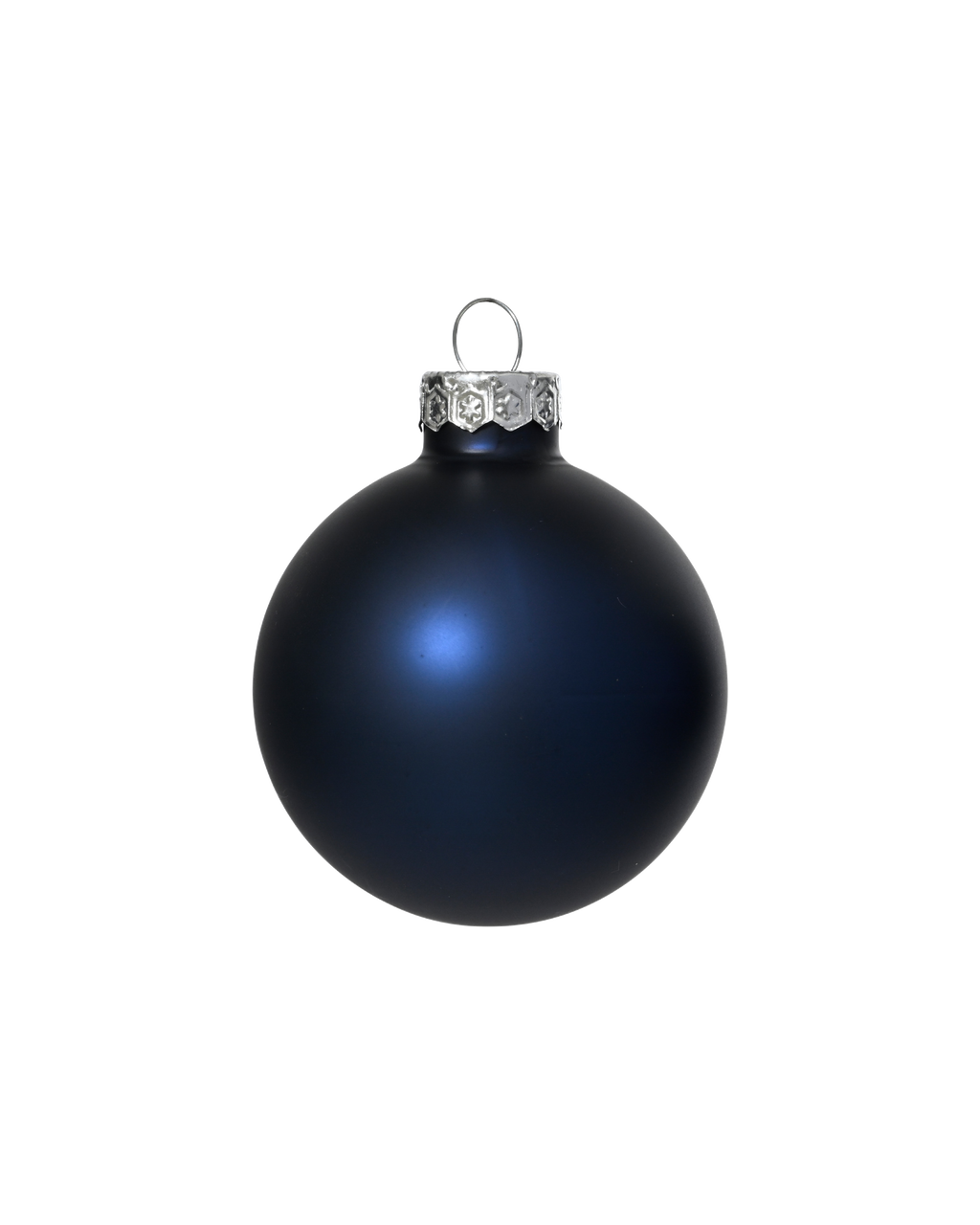 Kerstbal glas 8 cm, nachtblauw, mat