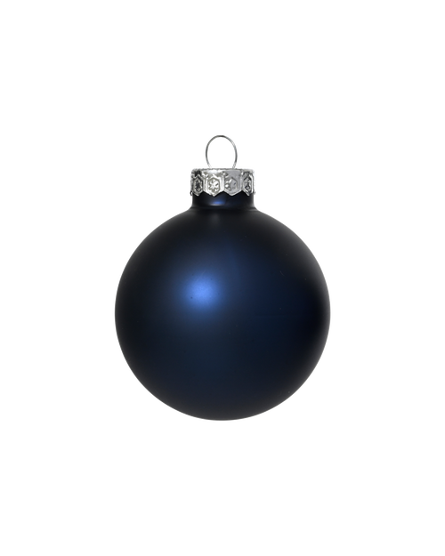 Kerstbal glas 8 cm, nachtblauw, mat