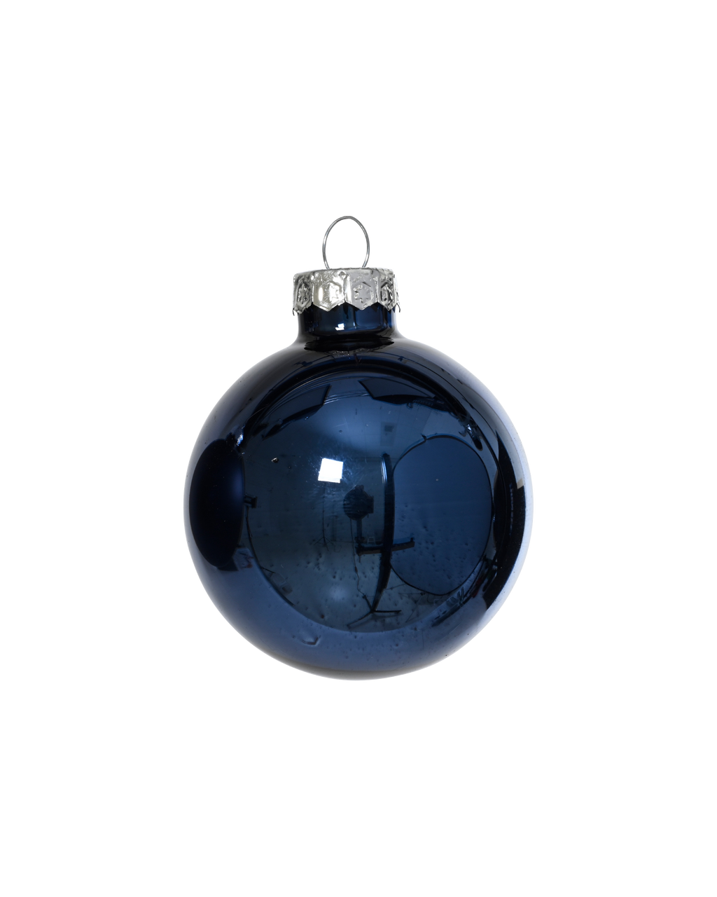 Kerstbal glas 8 cm, nachtblauw, glans