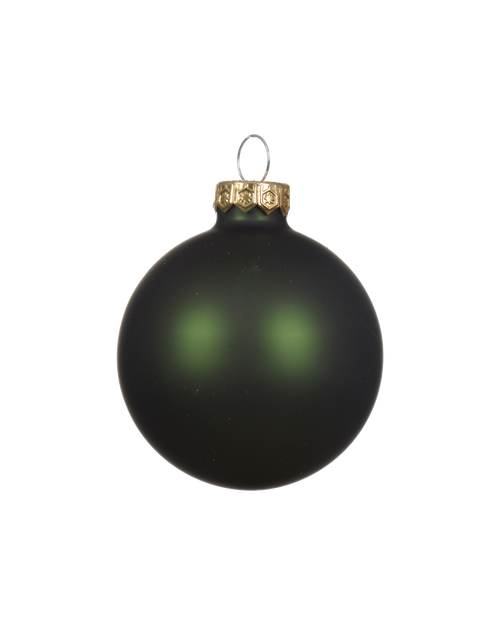 Kerstbal glas 8 cm, dennengroen, mat