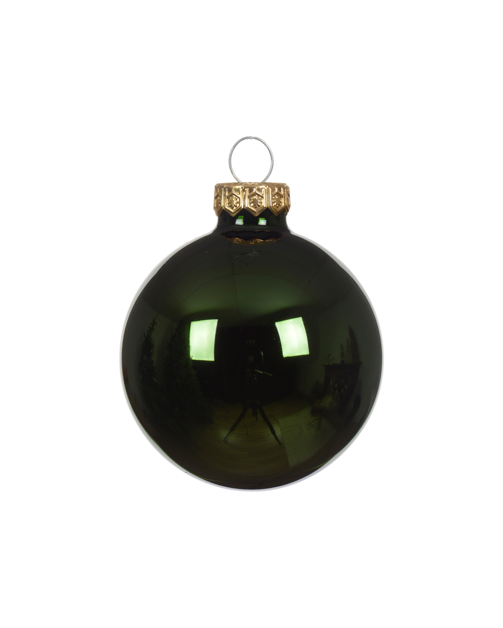 Kerstbal glas 8 cm, dennengroen, glans