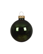 Kerstbal glas 8 cm, dennengroen, glans