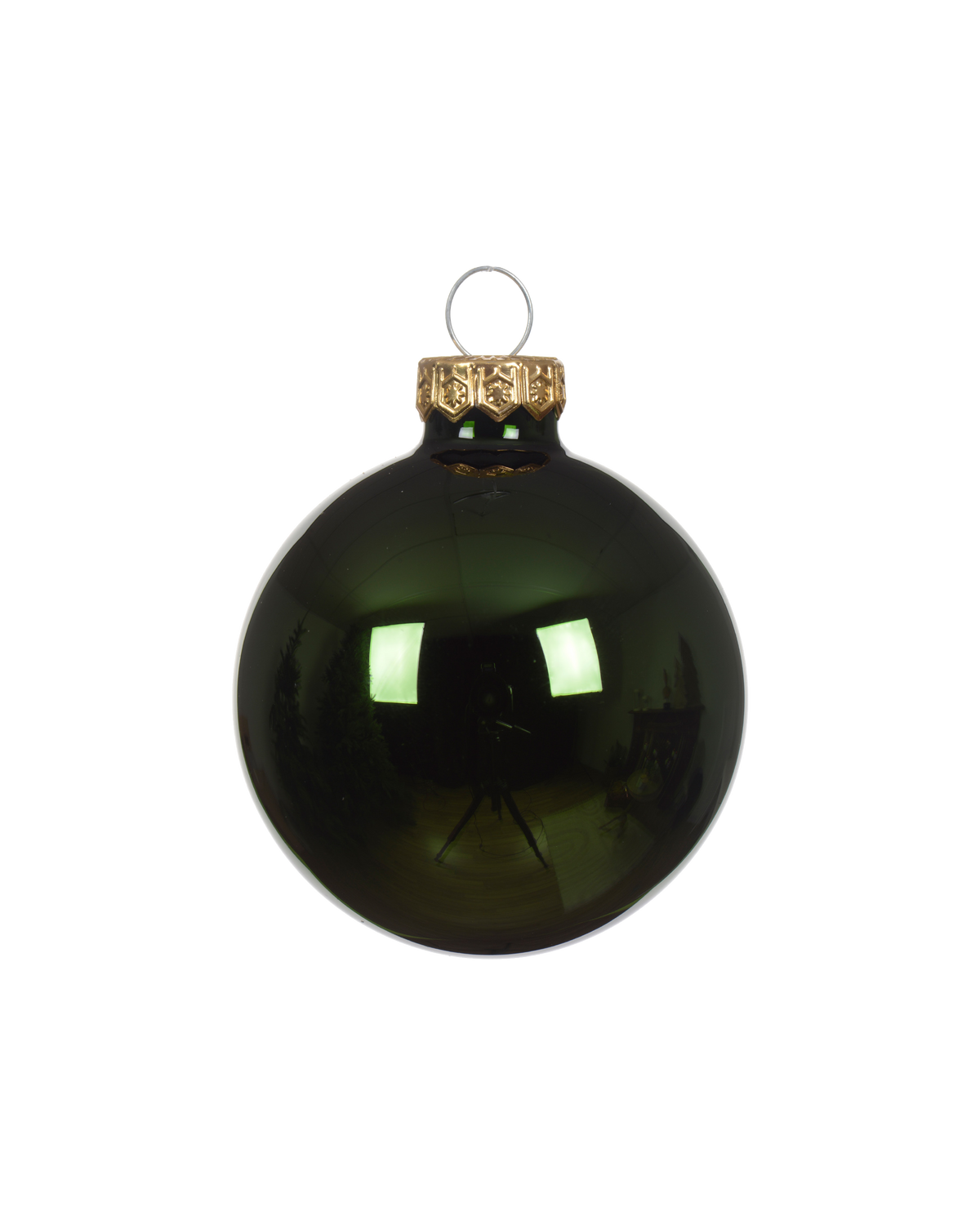 Kerstbal glas 8 cm, dennengroen, glans