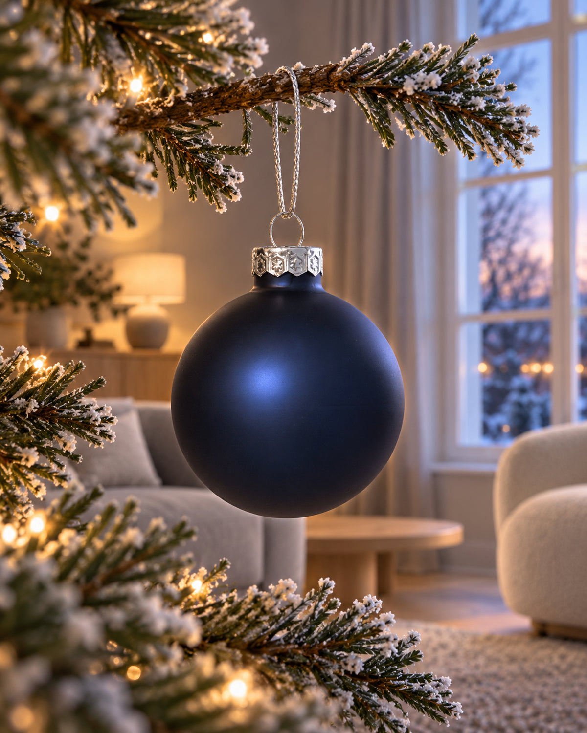 Kerstballen glas 6 cm, koker à 10, nachtblauw
