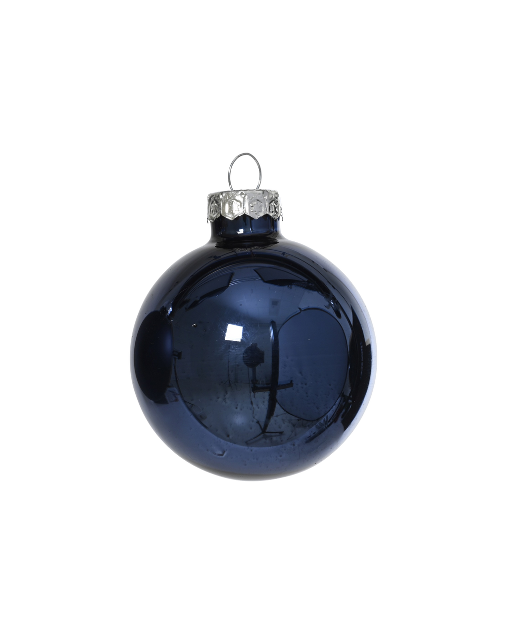Kerstballen glas 6 cm, koker à 10, nachtblauw