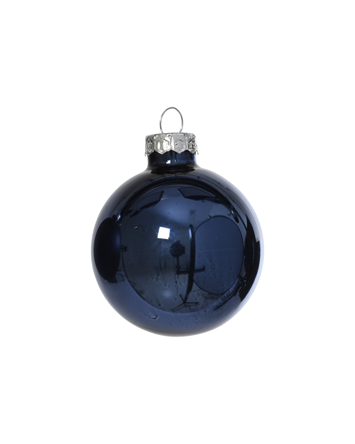 Kerstballen glas 6 cm, koker à 10, nachtblauw
