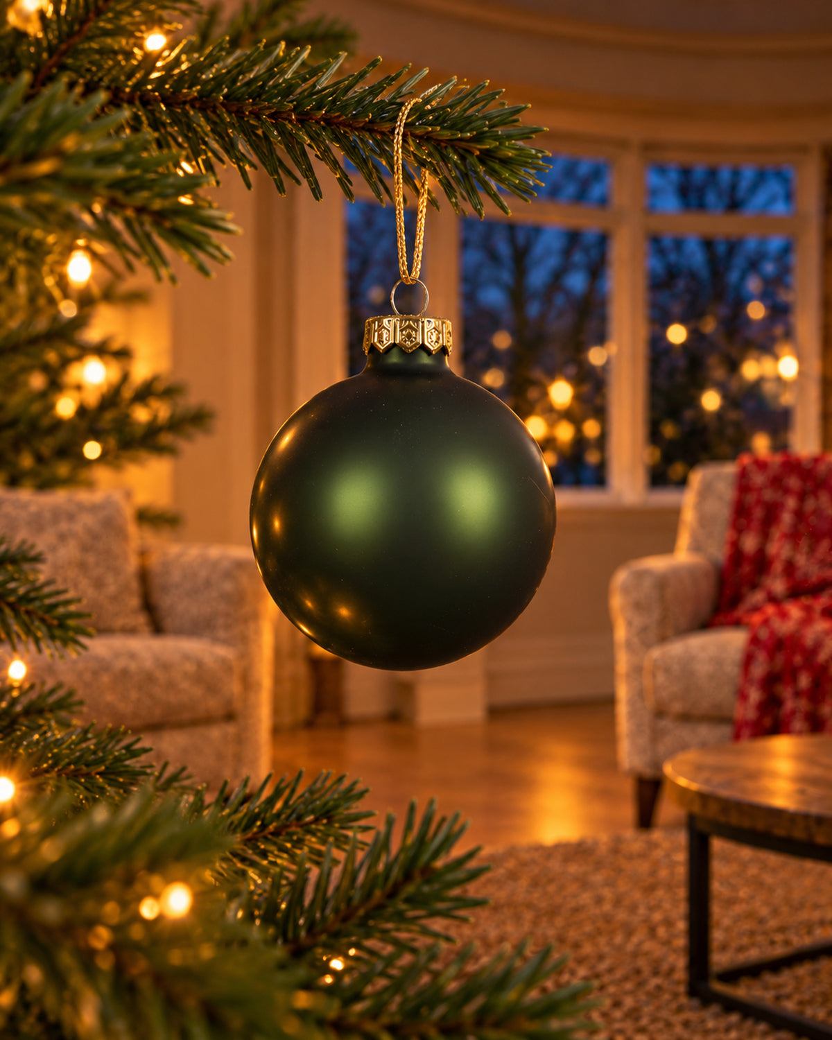 Kerstballen glas 6 cm, koker à 10, dennengroen