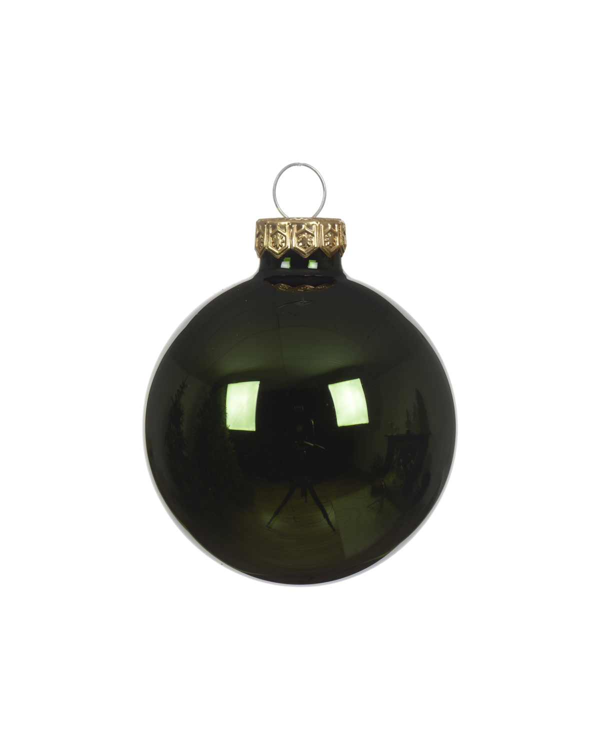 Kerstballen glas 6 cm, koker à 10, dennengroen