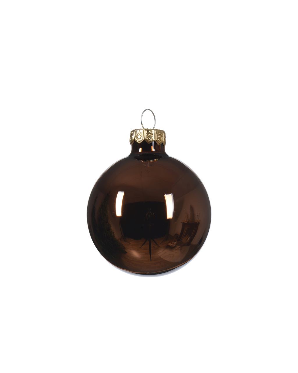 Kerstballen glas 6 cm, koker à 10, espresso