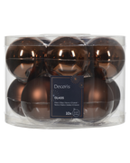 Kerstballen glas 6 cm, koker à 10, espresso
