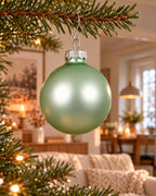 Kerstballen glas 7 cm silver inside, koker à 8, mintgroen
