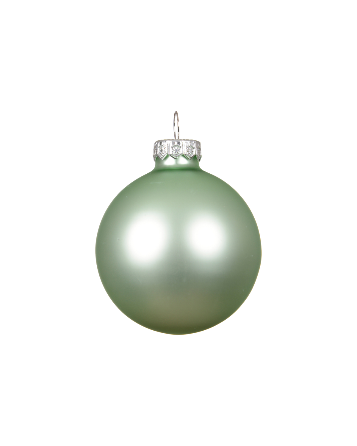 Kerstbal glas 7 cm silver inside, mintgroen, mat