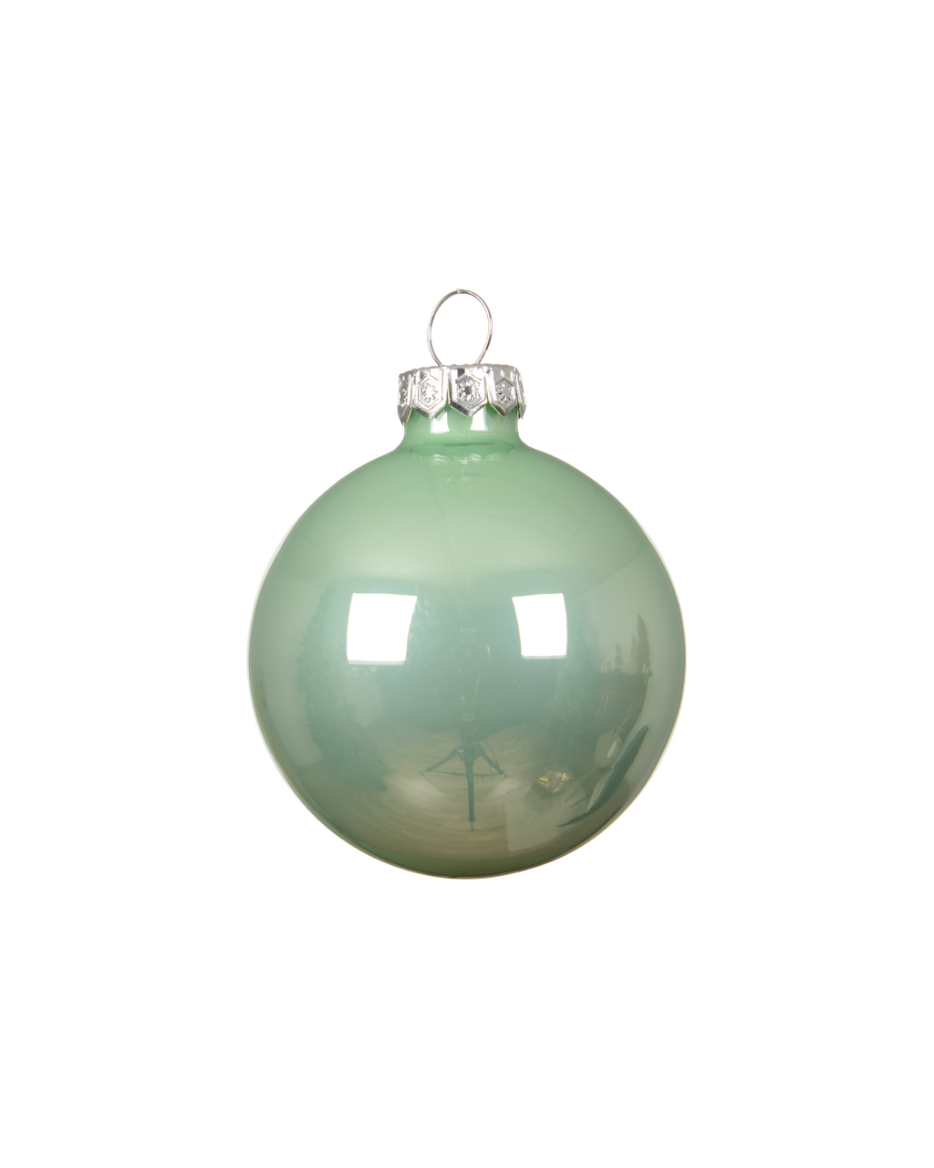 Kerstbal glas 7 cm silver inside, mintgroen, glans