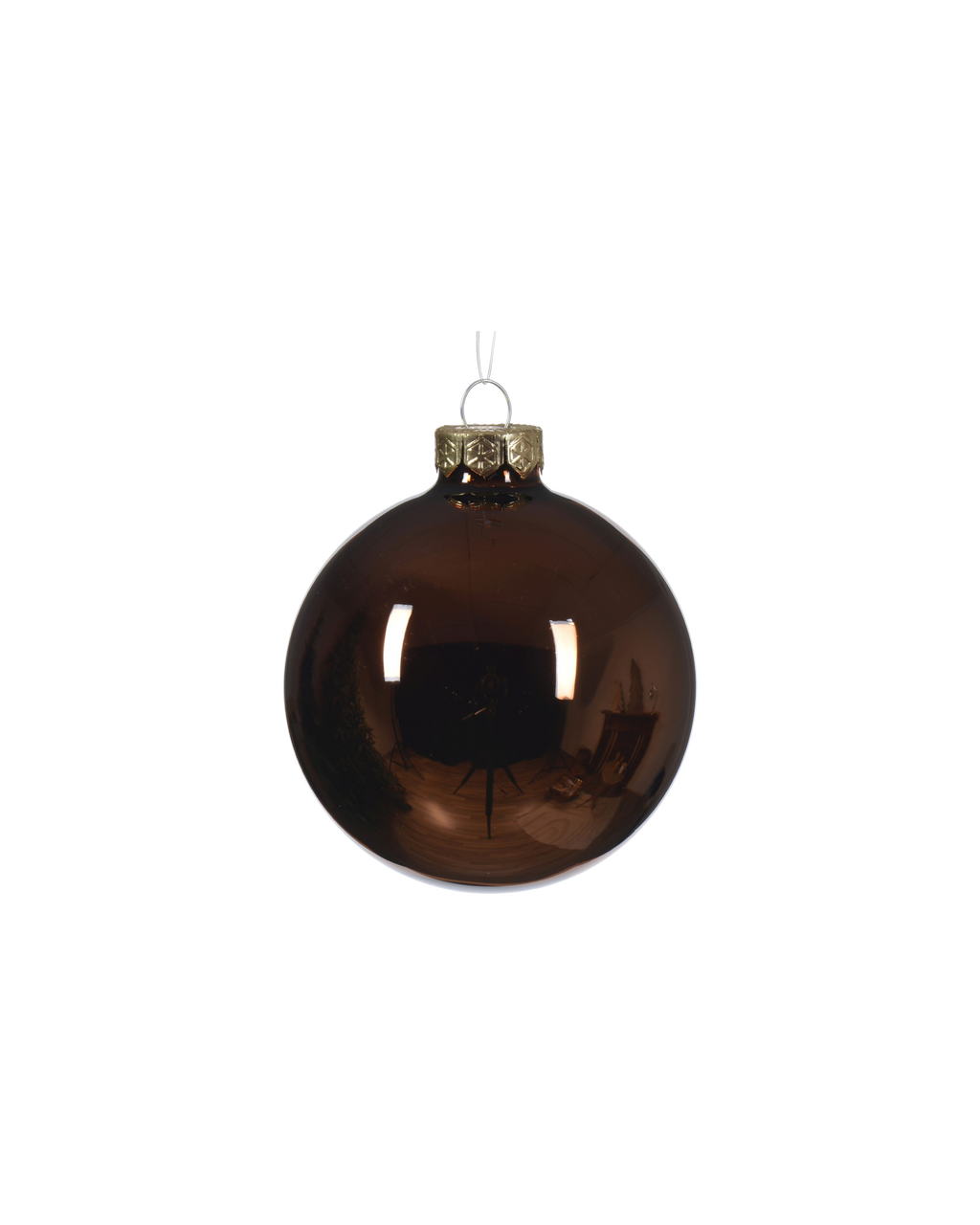 Kerstbal glas 8 cm, espresso, glans