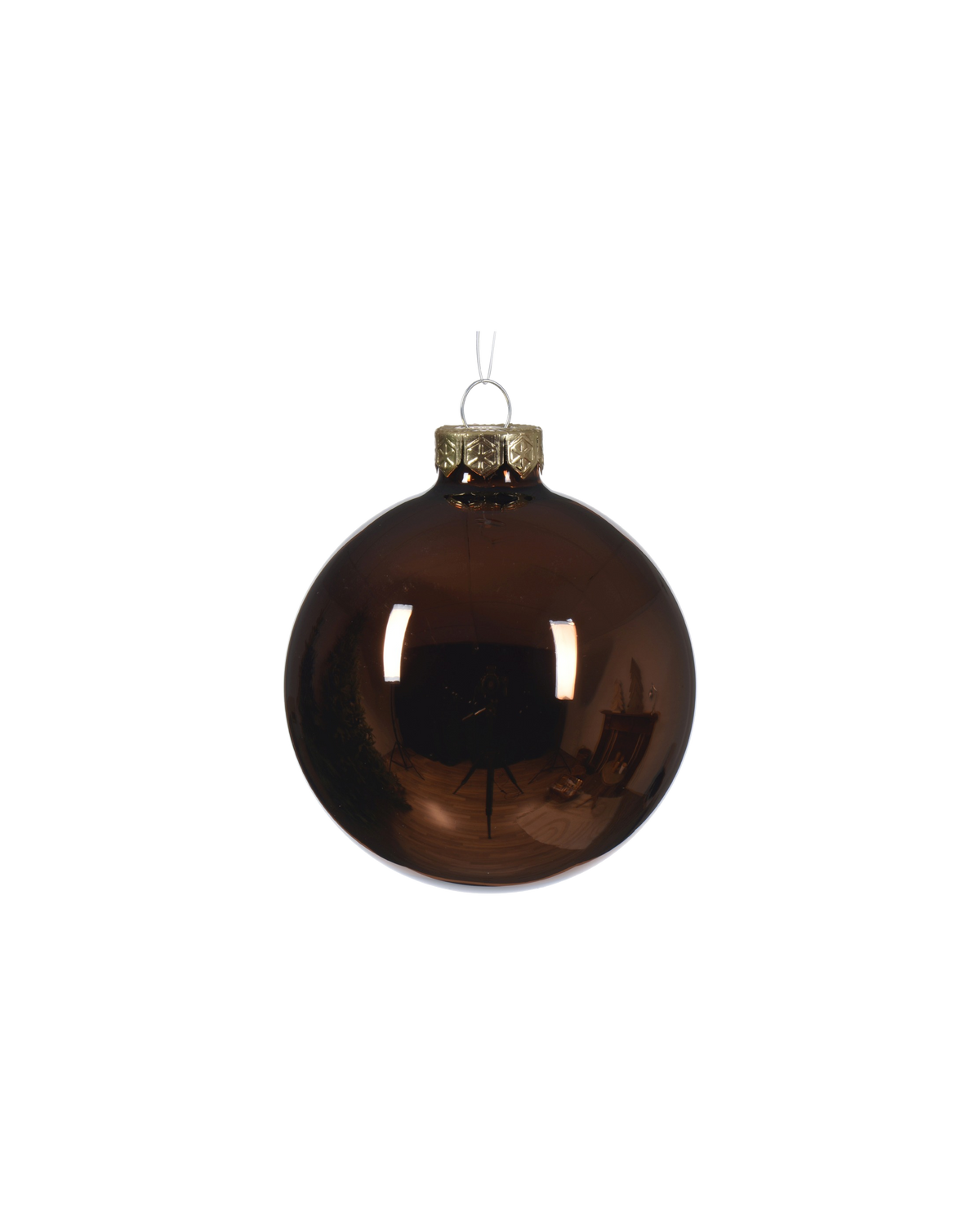 Kerstbal glas 8 cm, espresso, glans