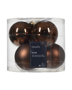 Kerstballen glas 8 cm, koker à 6, espresso