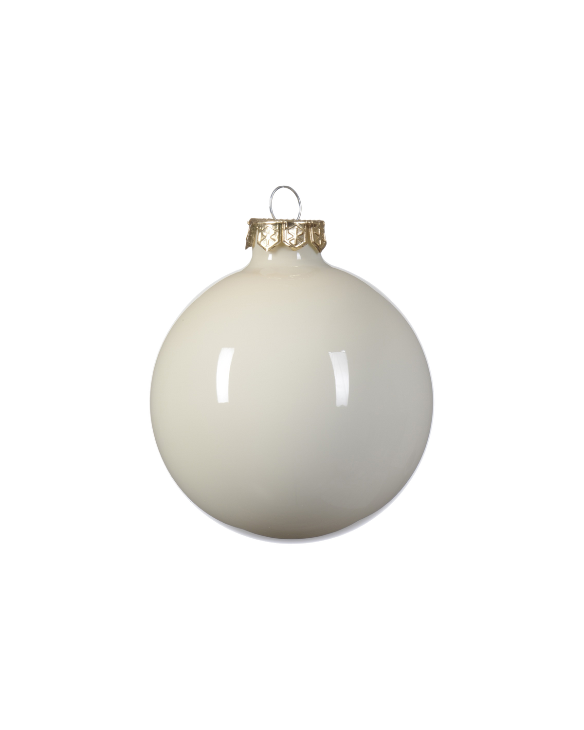 Kerstbal glas 8 cm, wolwit, glans