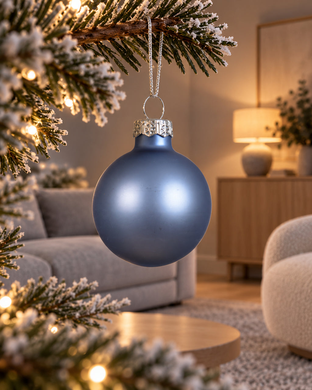 Kerstballen glas 6 cm silver inside, koker à 10, ochtendblauw