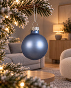 Kerstballen glas 6 cm silver inside, koker à 10, ochtendblauw