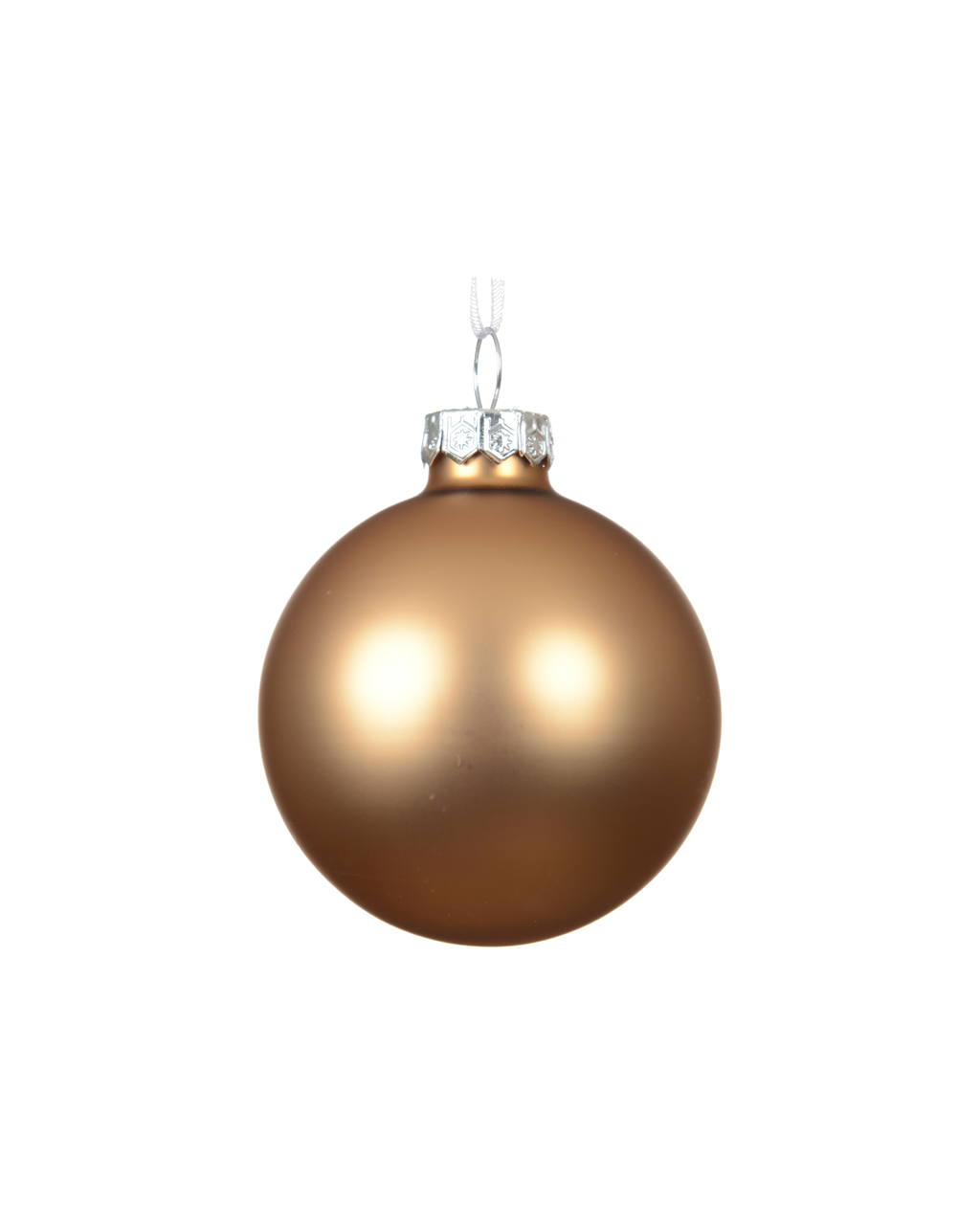 Kerstballen glas 6 cm silver inside, koker à 10, karamel bruin