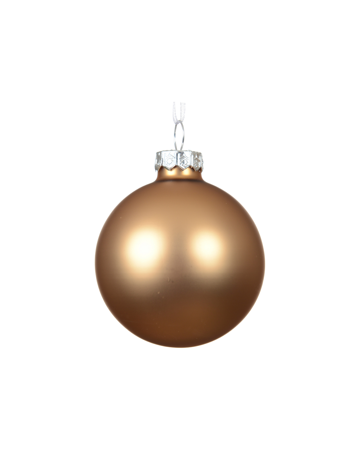 Kerstballen glas 6 cm silver inside, koker à 10, karamel bruin