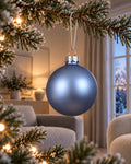 Kerstballen glas 8 cm silver inside, koker à 6, ochtendblauw
