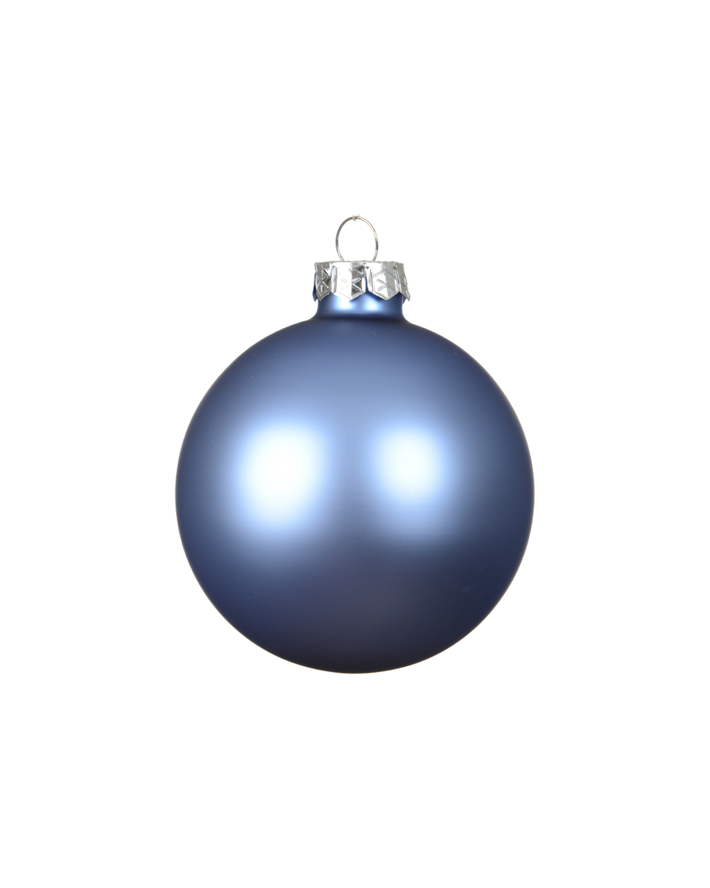Kerstbal glas 8 cm silver inside, ochtendblauw, mat