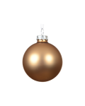 Kerstbal glas 8 cm silver inside, karamel bruin, mat