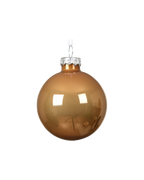 Kerstbal glas 8 cm silver inside, karamel bruin, glans