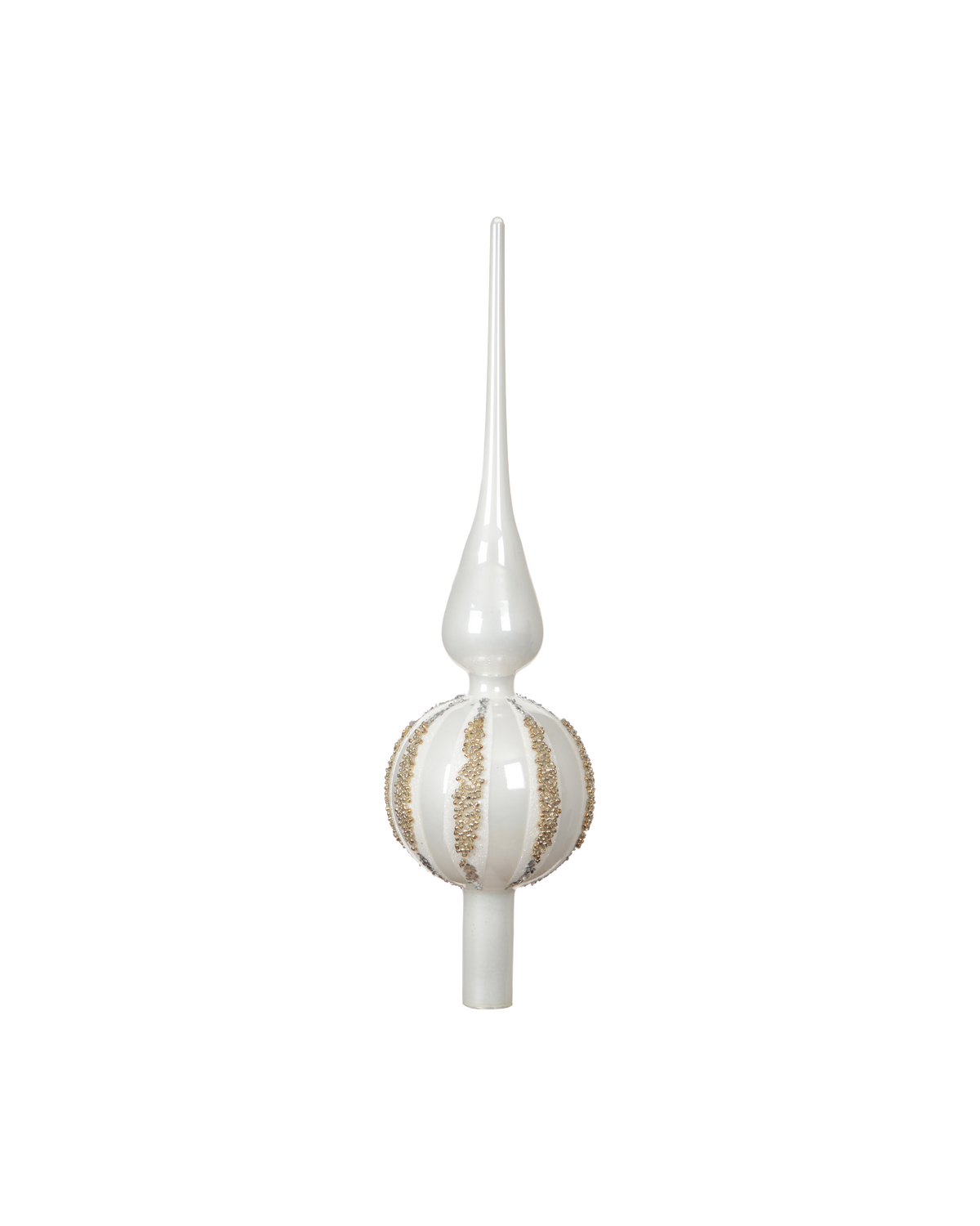 Piek glas 31 cm glans met glitter, winterwit