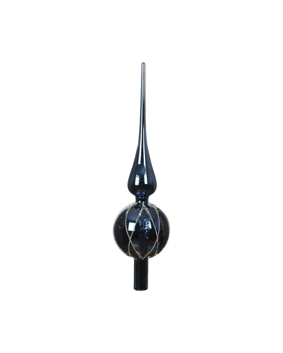 Piek glas 31 cm glans met glitter, nachtblauw