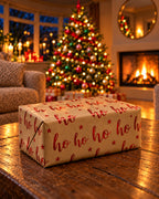 Inpakpapier kraft met hot stamp, 150 x 70 cm, rode hohoho