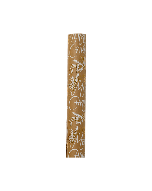 Inpakpapier kraft met hot stamp, 150 x 70 cm, Merry Christmas