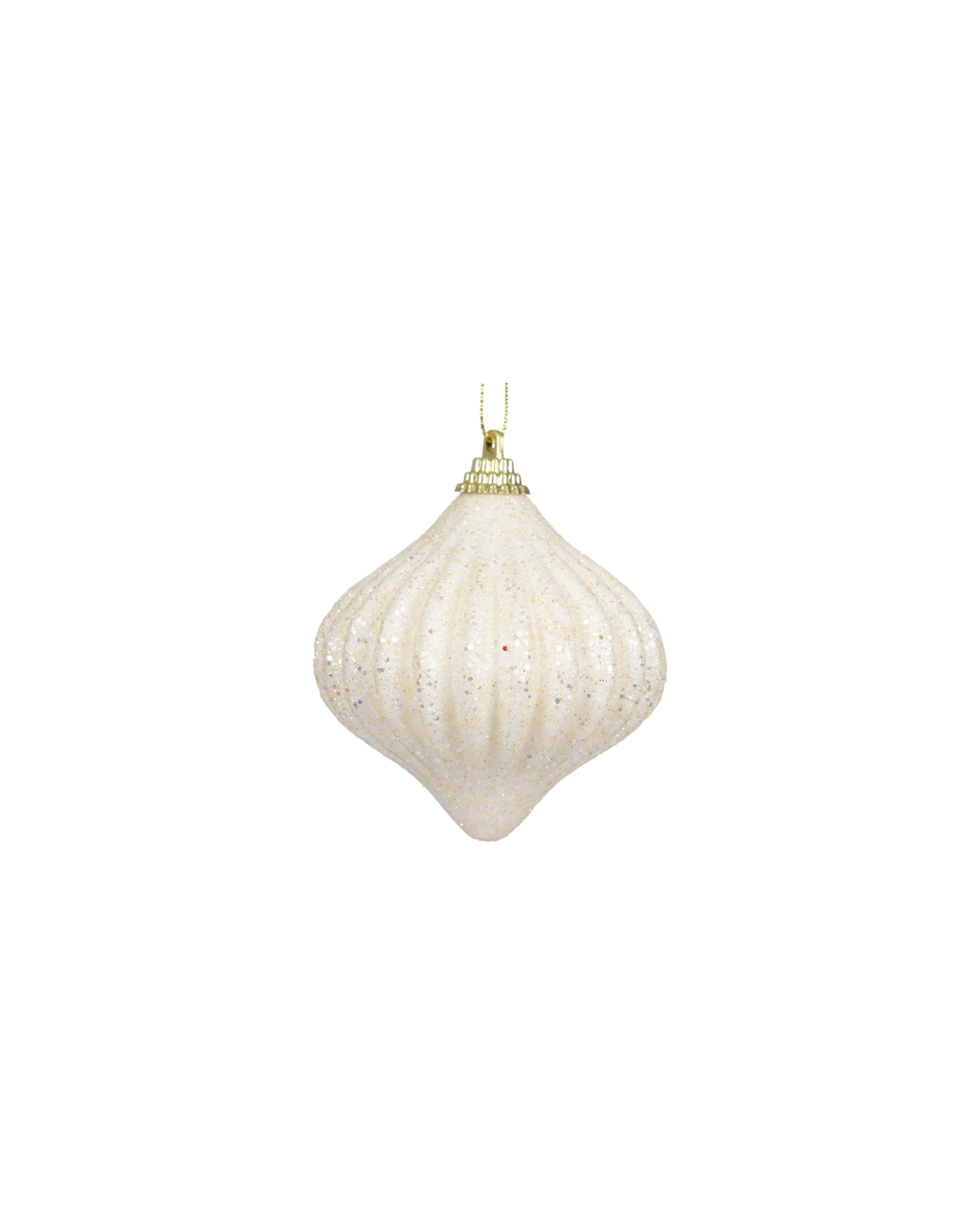 Kerstornament foam met glitter, wolwit