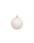 Kerstbal foam met glitter, 8 cm, wolwit