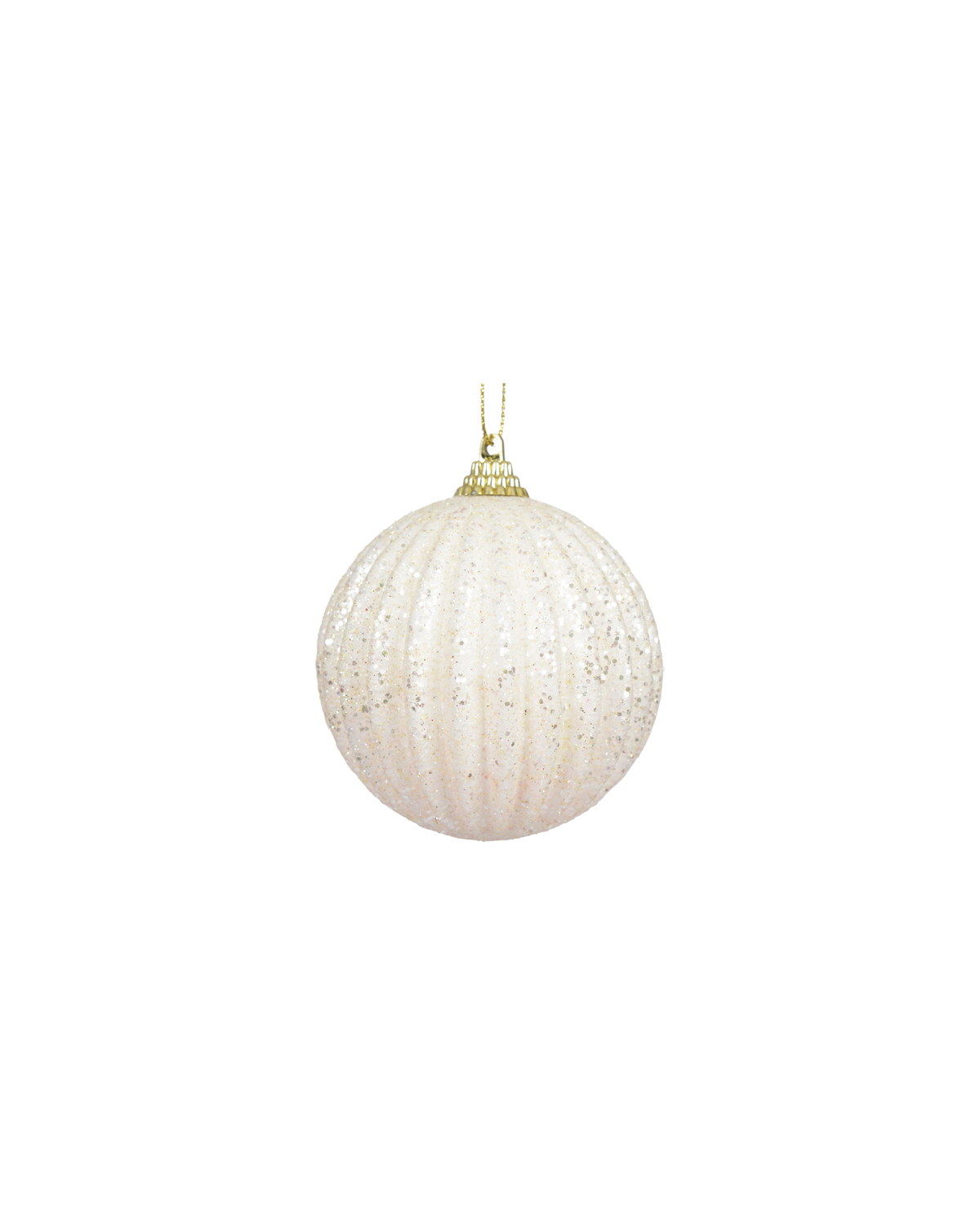 Kerstbal foam met glitter, 8 cm, wolwit