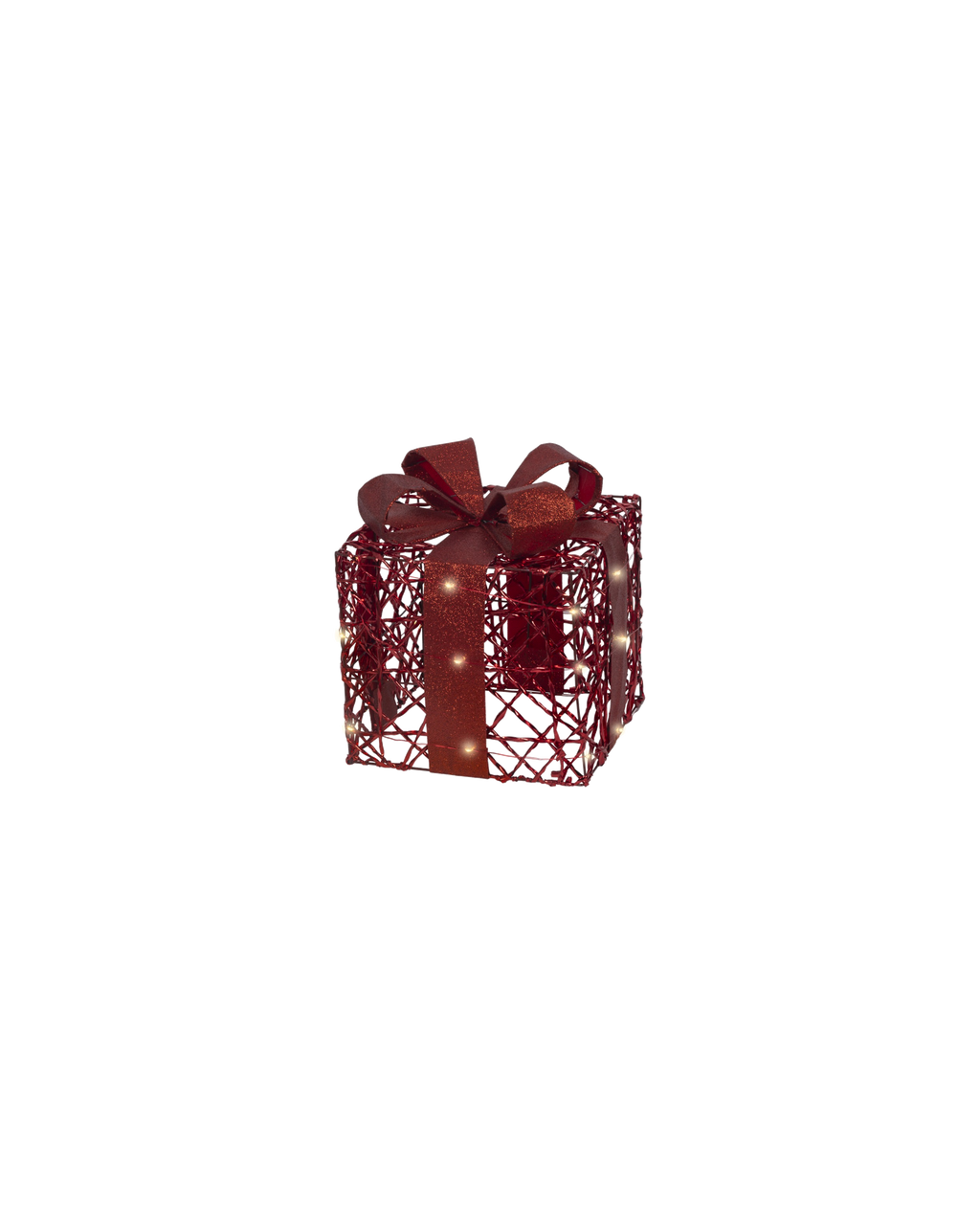 LED cadeaudoosjes metaal, set van 3, kerstrood