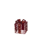 LED cadeaudoosjes metaal, set van 3, kerstrood