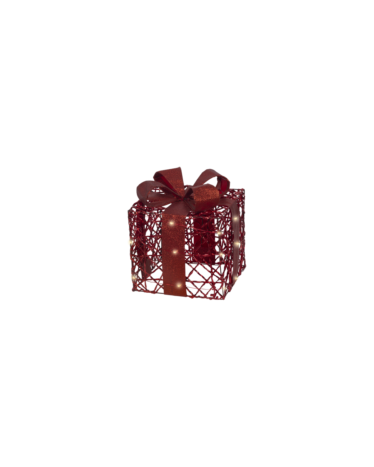 LED cadeaudoosjes metaal, set van 3, kerstrood