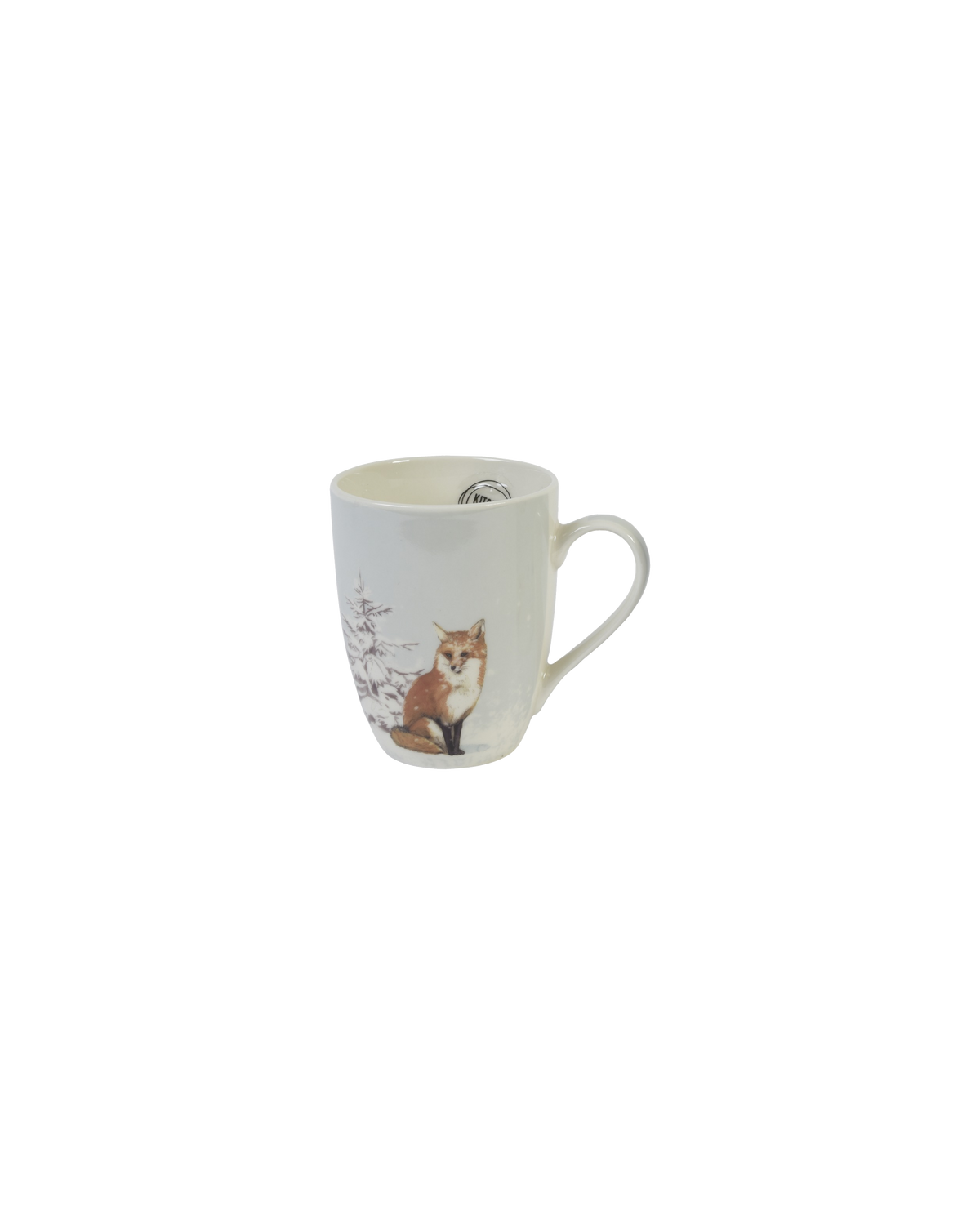 Mok porselein met dierenprint, vos, crèmewit