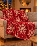 Plaid met gouden sneeuwvlokken, rood