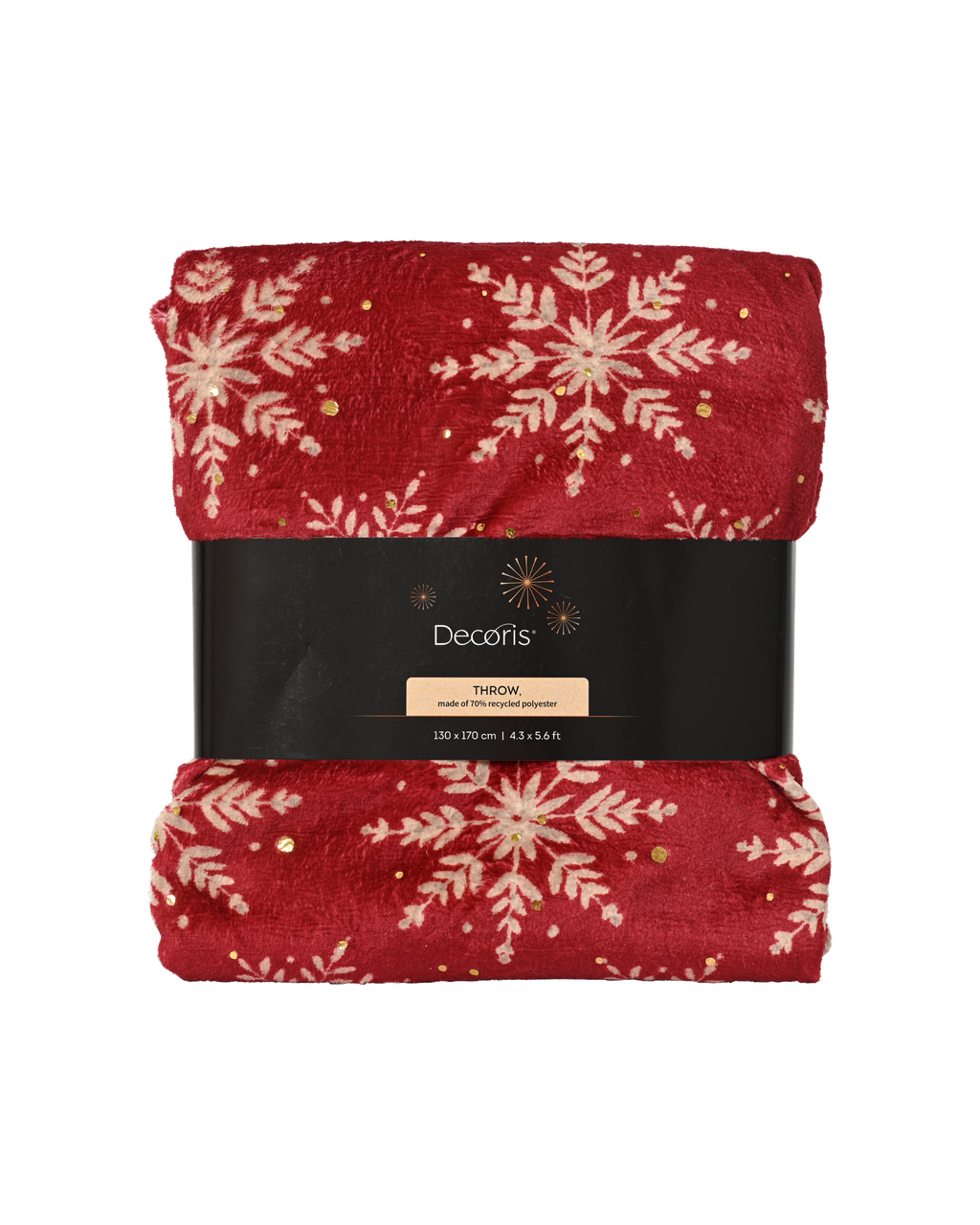 Plaid met gouden sneeuwvlokken, rood