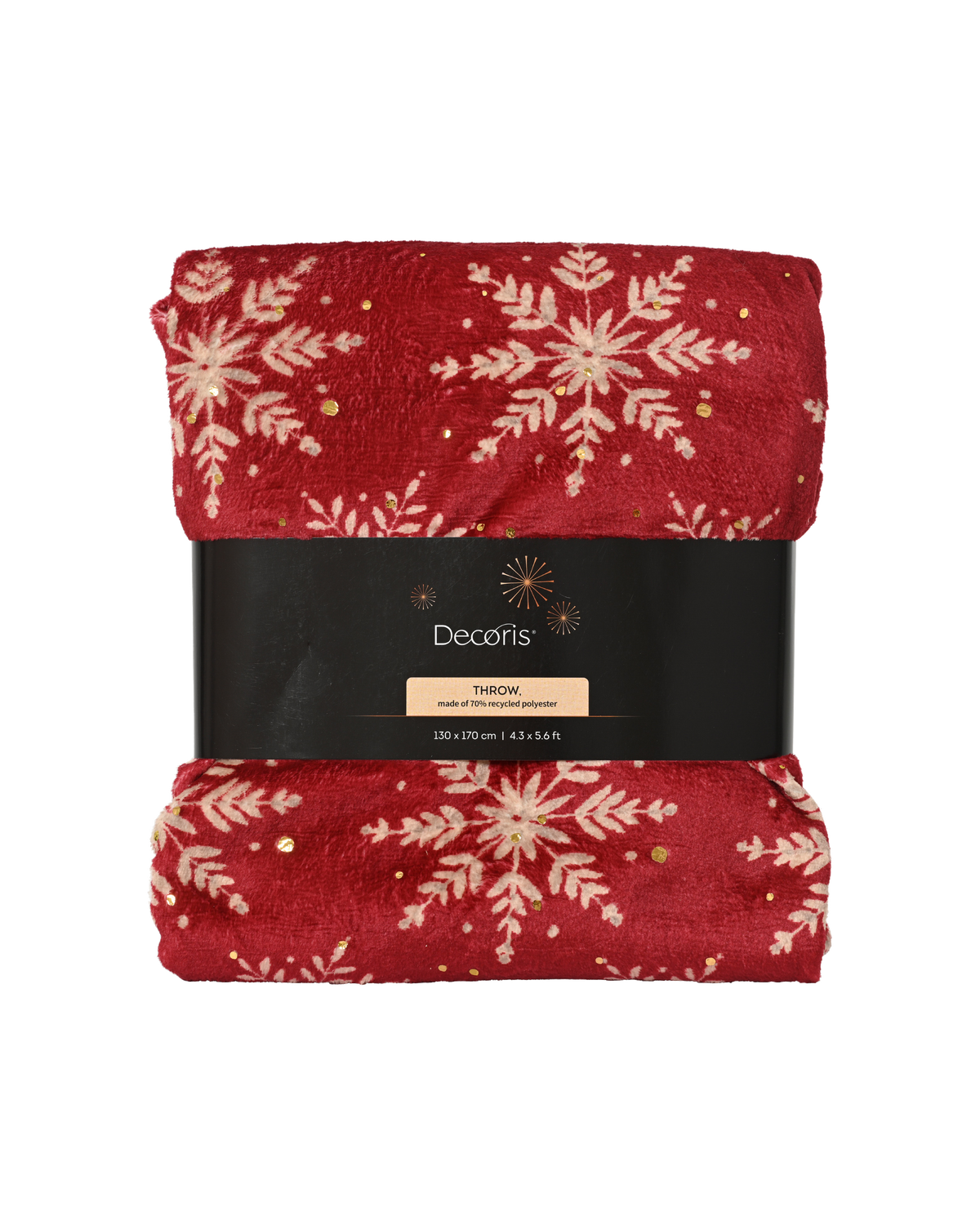 Plaid met gouden sneeuwvlokken, rood