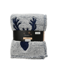 Plaid sherpa met hert, nachtblauw