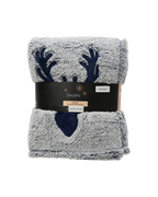 Plaid sherpa met hert, nachtblauw