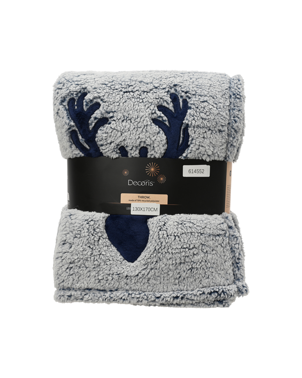 Plaid sherpa met hert, nachtblauw